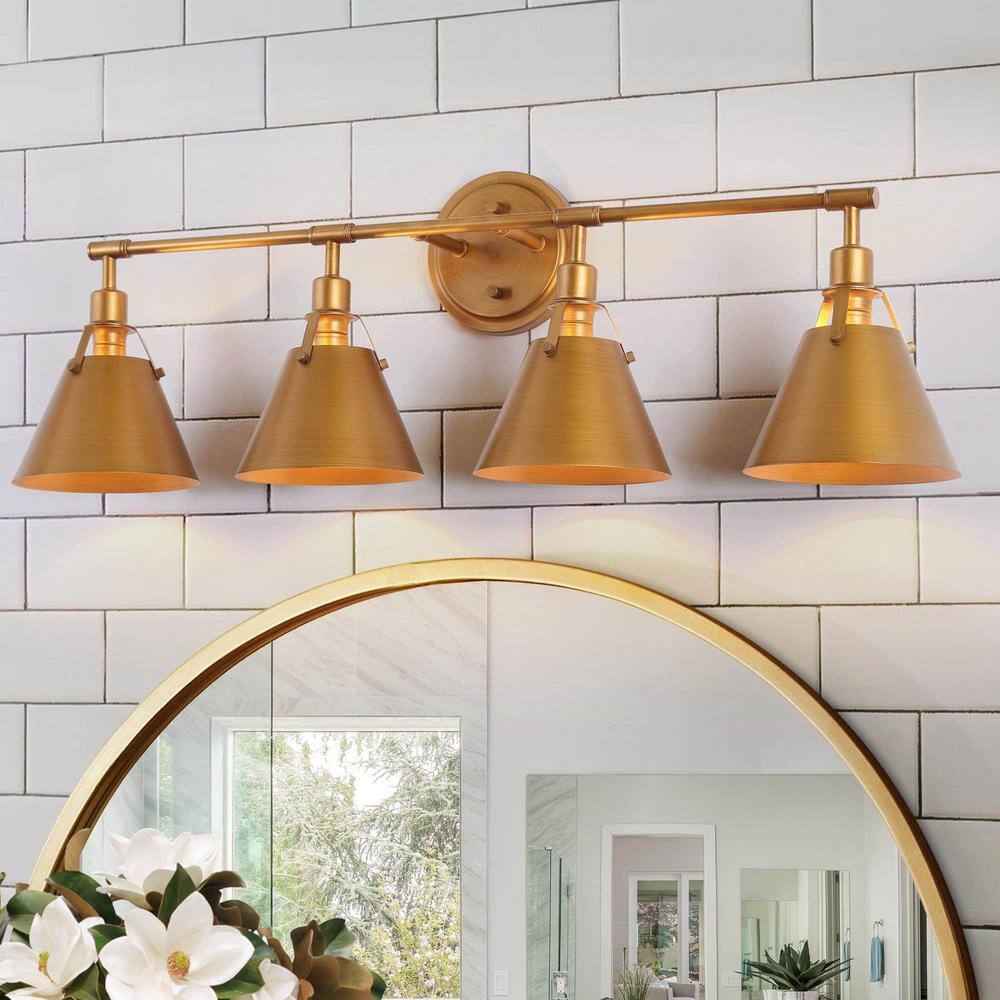 LNC 31 in. Brushed Vintage Gold Bathroom Vanity Light 4Light Classic Powder Room Wall Sconce