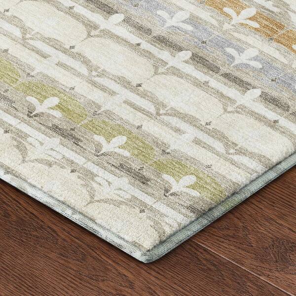 Mayfield Premium Machine Washable Abstract AMF2479 Ivory 9 ft. x 12 ft. Area Rug