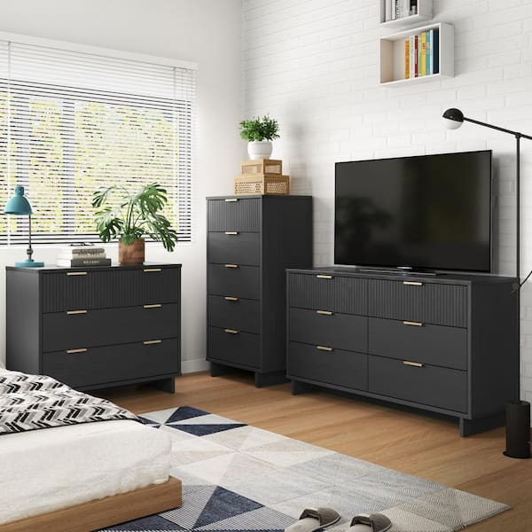 Manhattan Comfort Granville 3PC Tall Narrow Chest and Dresser Sets