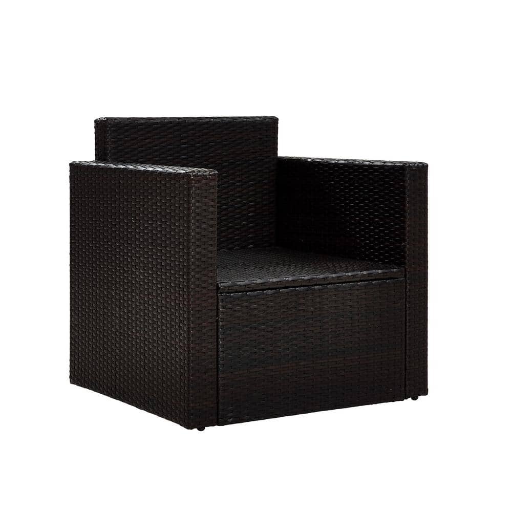 Palm Harbor Sand and Brown Outdoor Wicker Armchair with Cushions