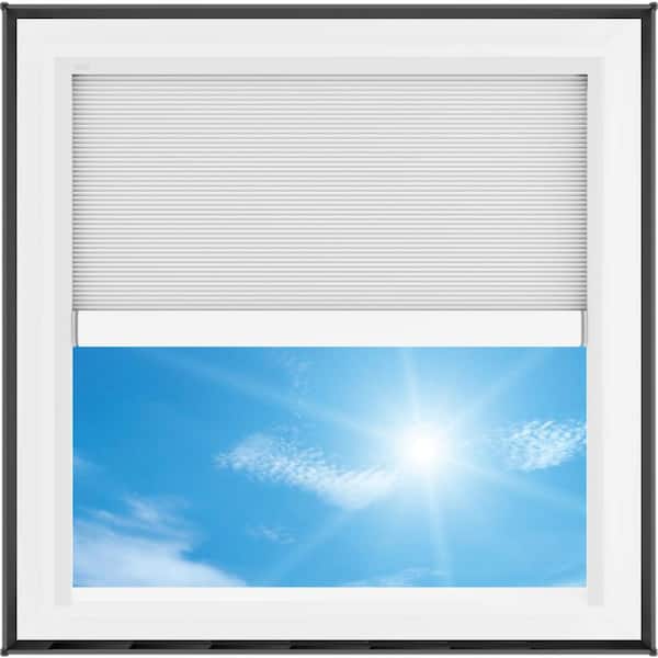 34-1/2 in. x 34-1/2 in. Fixed Curb Mount Skylight with Laminated Low-E3 Glass, White Solar Powered Room Darkening Shade