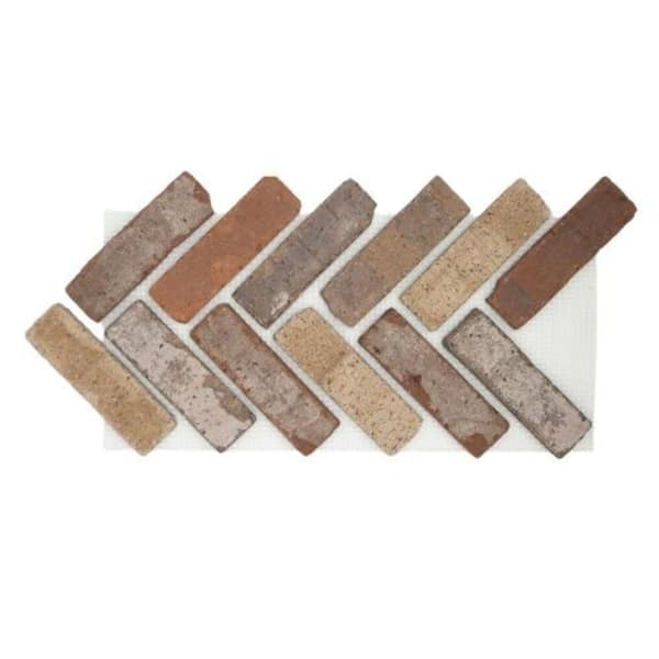 28 in. x 12.5 in. x 0.5 in. Brickwebb Herringbone Cathedral Thin Brick Sheets (Box of 5-Sheets)