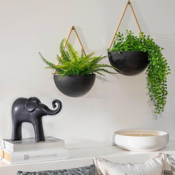 Sagebrook Home 12 in. x 9 in. Matte Black Ceramic Elephant