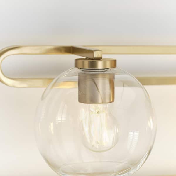 Generation Lighting - Codyn 40 in. 4-Light Satin Brass Vanity Light with Clear Glass Shades