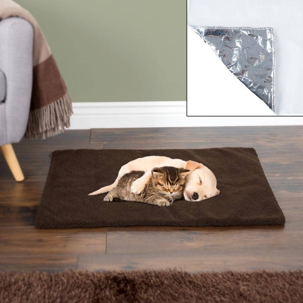 Small Brown Self-Heating Sherpa Pet Crate Pad