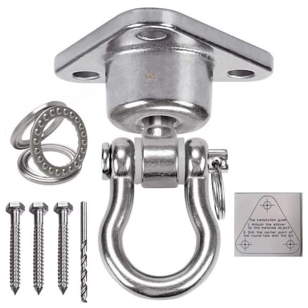 Stainless Steel Swing Hanger w/ Smooth Bearings, Heavy Duty 180°+360° Swivel Hook, 1500 lb. Capacity for Playground Yoga