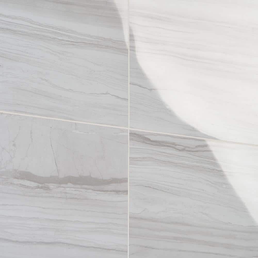Luminus White Polished Marble Look Large Format Porcelain Tile