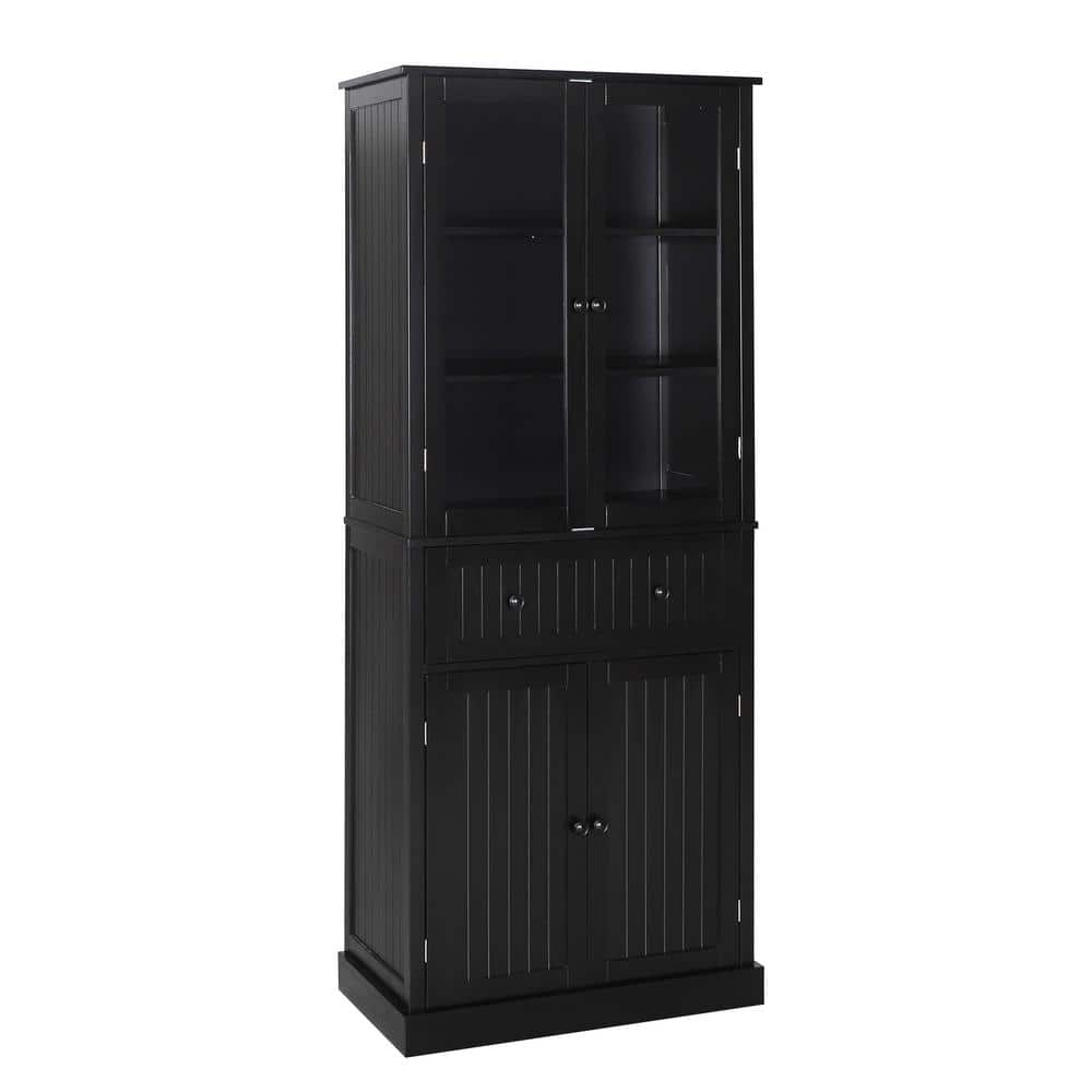 VEIKOUS 72 in. H Black Kitchen Storage Pantry Closet with Doors