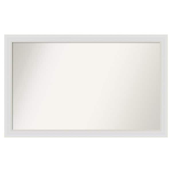 Amanti Art Flair Soft White Narrow 46 in. x 29 in. Custom Non-Beveled Satin Recyled Polystyrene Bathroom Vanity Wall Mirror