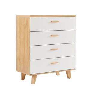 4- Drawers Natural and White Chest of Drawers 31.50 in. W x 37.80 in. H