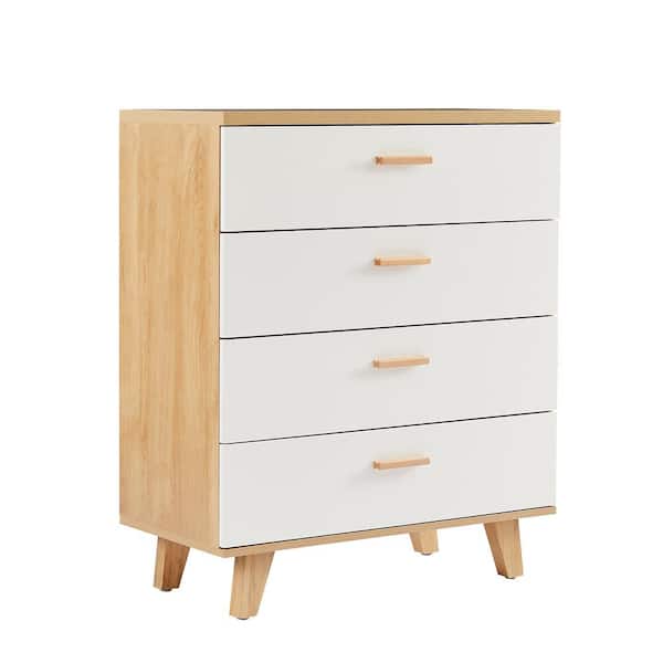 Angel Sar 4- Drawers Natural and White Chest of Drawers 31.50 in. W x ...