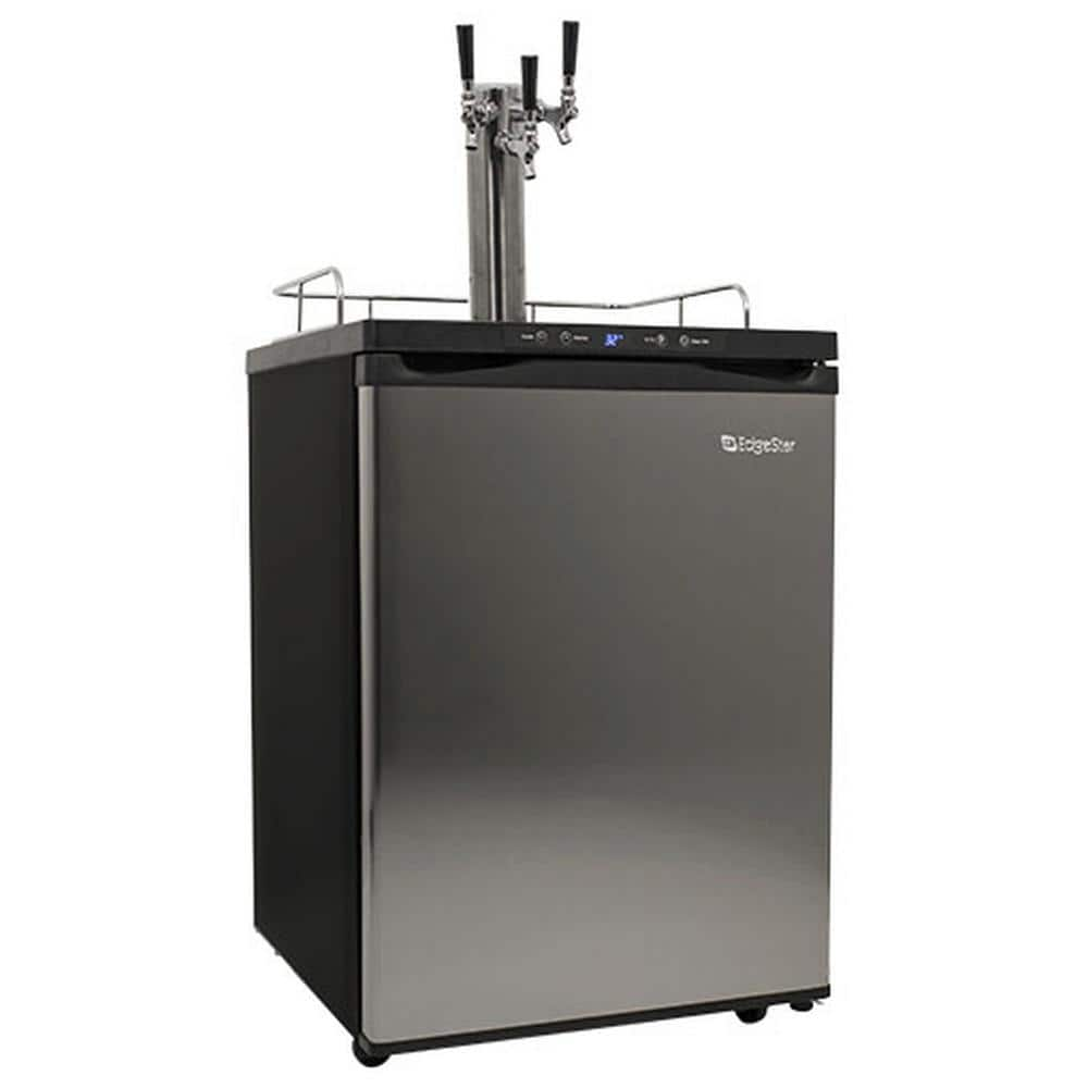 Triple Tap 24 in. Full Size Beer Keg Dispenser with Digital Display in Stainless Steel -  EdgeStar, KC3000SSTRIP