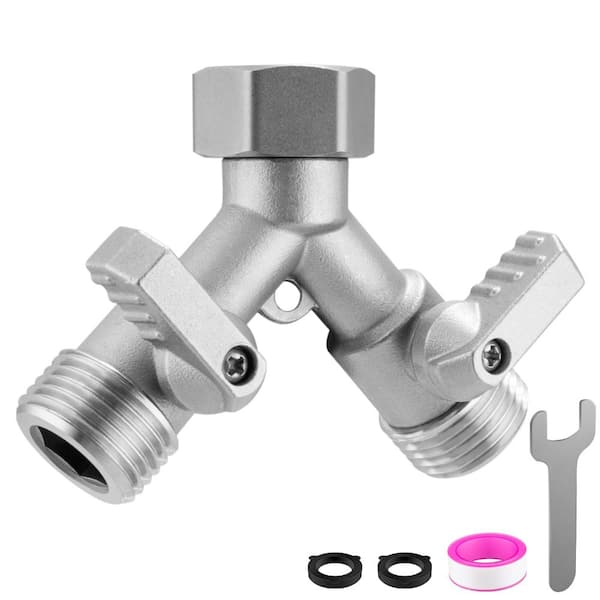 3/4 in. GHT 2-Way Garden Hose Splitter, Full Flow Heavy Duty Y Splitter, 304 Stainless Steel