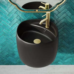 Ivy Ceramic Bathroom Vessel Sink in Matte Black