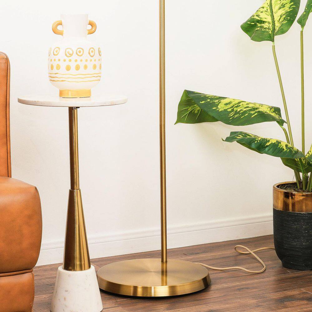 61 in. Gold Modern 1-Light Smart Dimmable (Full Range) Standard Floor Lamp for Living Room with Linen Drum Shade price history on PriceWatchPro