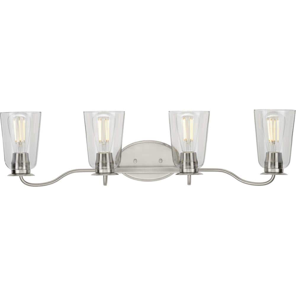 Durrell Collection 4-Light Brushed Nickel Clear Glass Coastal Bath Vanity Light price history on PriceWatchPro