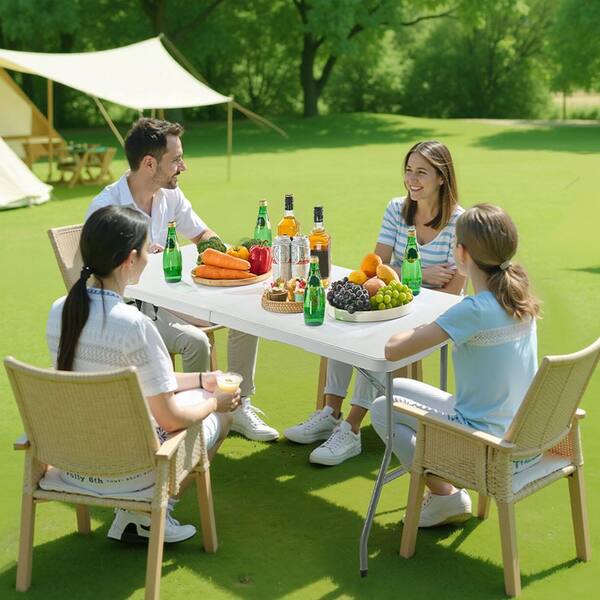 VEVOR Folding Table, 6 Ft. Heavy Duty Portable Fold-in-Half