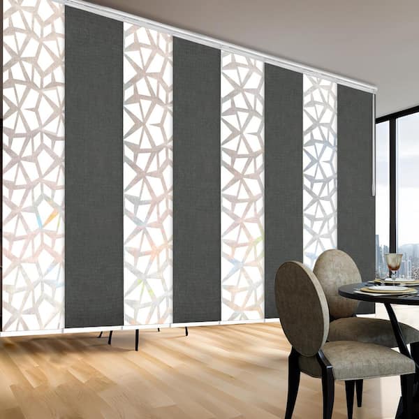 EMOH Nobel Sky 130 in. - 175 in. W x 94 in. L Adjustable 8- Panel White Double Rail Panel Track with 23.5 in. Slates