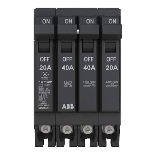 ABB 2-20 Amp Single-Pole 1-40 Amp Double-Pole Quad 120-Volt/240-Volt Circuit Breaker (THQLQ204020A)