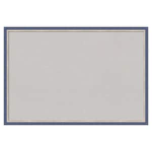 Theo Blue Narrow Wood Framed Grey Corkboard 25 in. x 17 in. Bulletin Board Memo Board