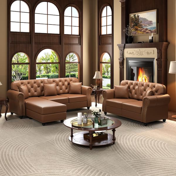 Polibi 82.6 in. Rolled Arm Velvet Sofa in Burgundy with Nailhead