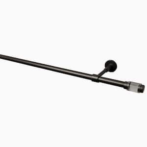 20 MM 63 in. Intensions Single Curtain Rod Kit in Anthracite with Cylinder Finials and Adjustable Brackets