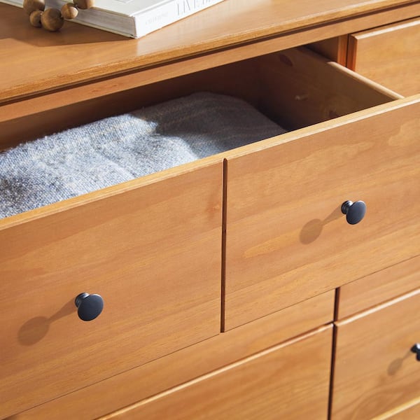 Walker Edison Furniture Company Classic Mid-Century Modern Caramel 6-Drawer 57 in. Solid Wood Dresser HD9992 Walker Edison Furniture Company Classic Mid-Century Modern Caramel 6-Drawer 57 in. Solid Wood Dresser HD9992