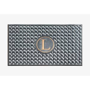 A1HC Weave Black/Bronze 24 in x 39 in 100% Rubber Thin Profile Outdoor Durable Monogrammed L Doormat