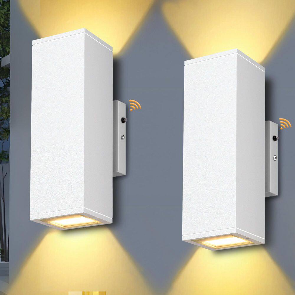 2-Light Rectangular Dusk to Dawn Sensor White Indoor/Outdoor LED Wall Light, Up/Down Outdoor Wall Lantern Sconce(2-Pack) price history on PriceWatchPro