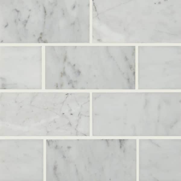 MSI Carrara White 3 in. x 6 in. Polished Marble Floor and Wall Tile (5 sq. ft./Case)