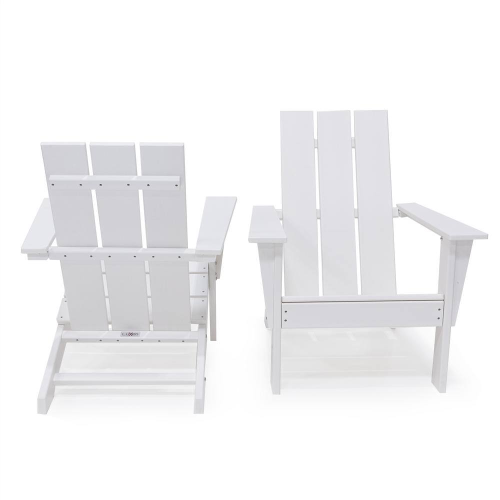 Arcadia White HDPE Outdoor Adirondack Chair Set