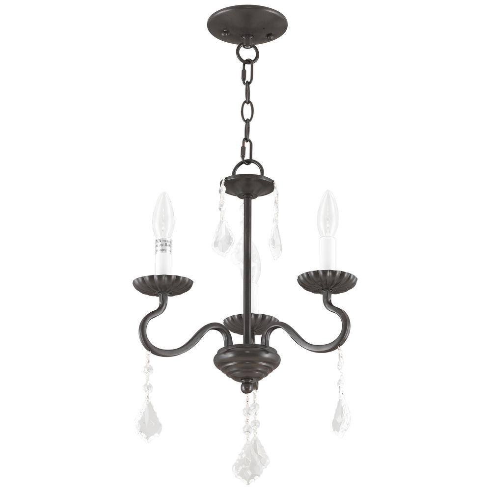 Callisto English Bronze Mini Chandelier with Crystal Accents