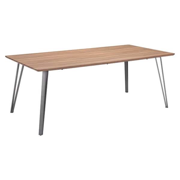 ZUO Perpignan 78.7 in. Rectangle Brown MDF Top with Steel Frame (Seats 6)