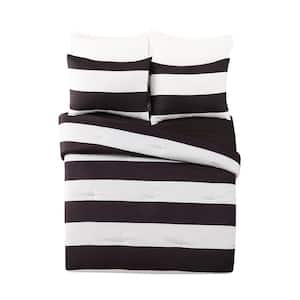 Urban Playground Lavelle Black/White Stripe Microfiber Twin/Twin XL 2-Piece Comforter Set