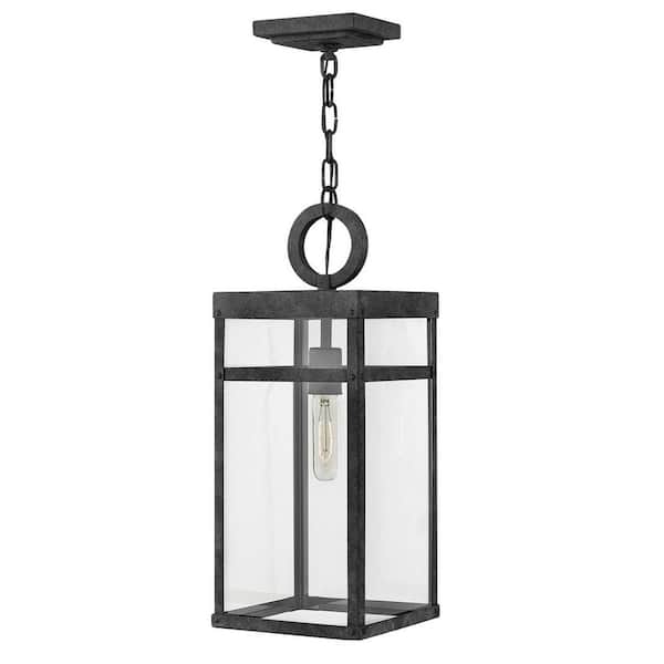 HINKLEY Porter 1-Light Aged Zinc Outdoor Hanging Lantern