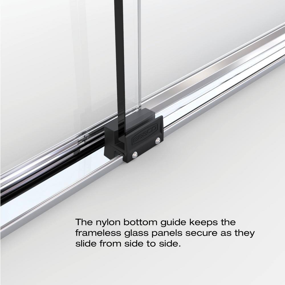 Celesta 60" x 71.25" Semi-Frameless Sliding Shower Door in Chrome with Clear Glass