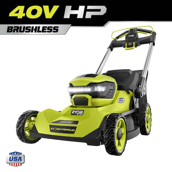 RYOBI 40 Volt HP Brushless 21 in. Cordless Battery Walk Behind Self Propelled Lawn Mower Tool Only RY401014BTL The Home Depot