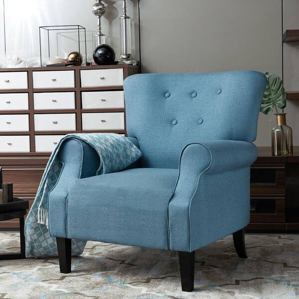 Lokatse Turquoise Blue Upholstery Arm, Turquoise Living Room Chairs