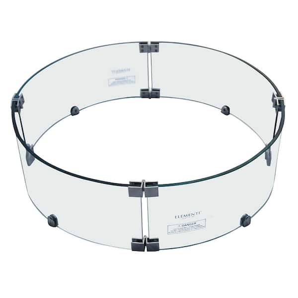 Columbia 25 in. x 7 in. Round Tempered Glass Outdoor Fire Pit Table Wind Screen with Stainless Steel Attachment Clips