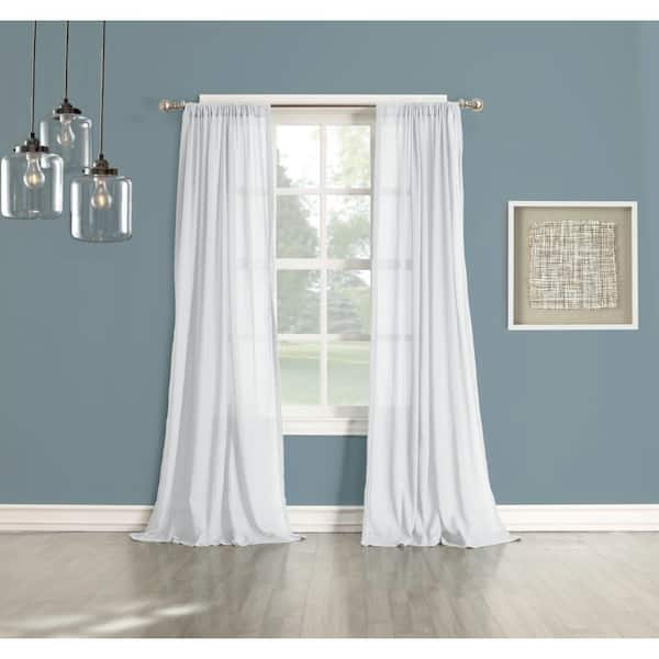 LICHTENBERG White Solid Rod Pocket Sheer Curtain - 50 in. W x 63 in. L