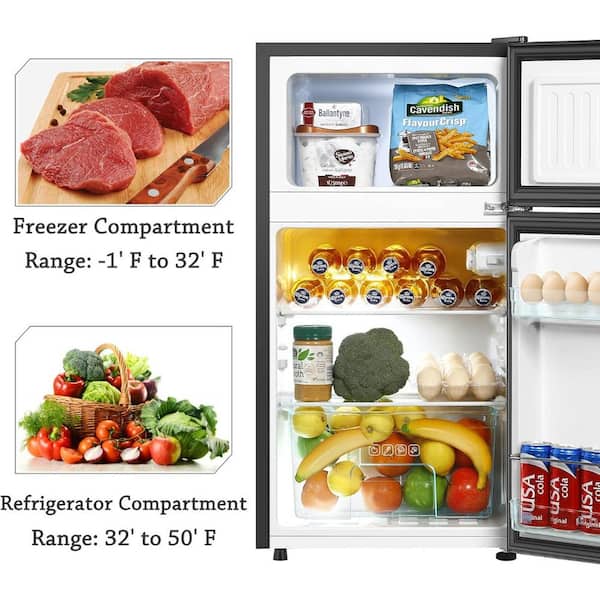 Mini Refrigerator シルバー 2段棚付き Amazon.com: Zyerch Mini Fridge with Freezer, 3.2 Cu. Ft