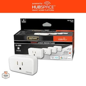 15 Amp 120-Volt Indoor Smart Plug & Timer Wi-Fi Bluetooth Single Outlet Powered by Hubspace (4-Pack)