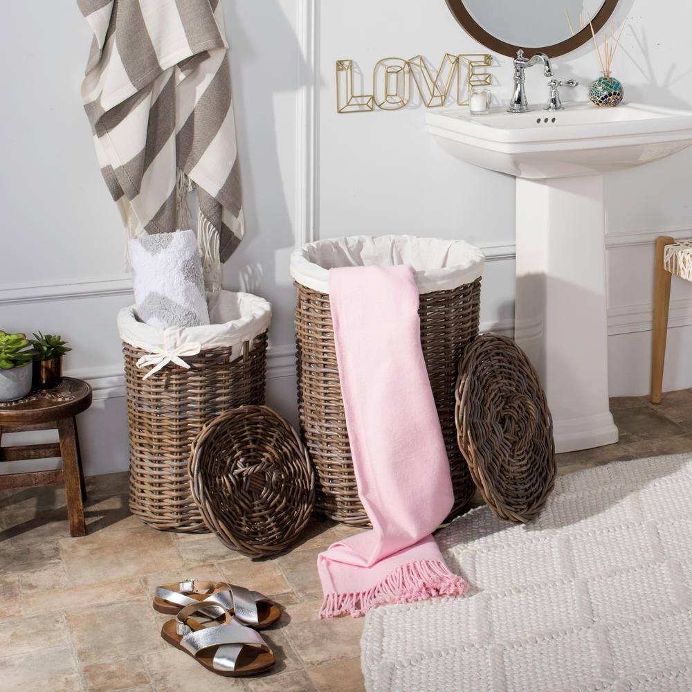 Natural Brown Rattan Laundry Baskets with Removable Lids