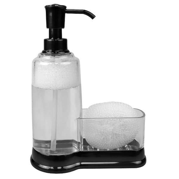 BosilunLife Dish Soap Dispenser - Black Ceramic Kitchen Soap Dispenser with  Sponge Holder Matte Ceramic Soap Daddy Dispenser 20oz for Kitchen Soap