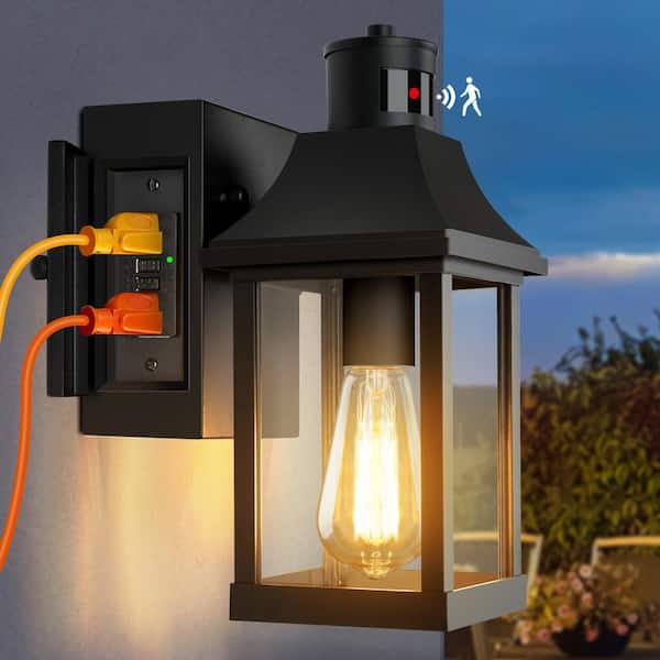 Unbranded OKELI 1-Light 12.6 in. Black Outdoor Wall Lantern Sconce Light
