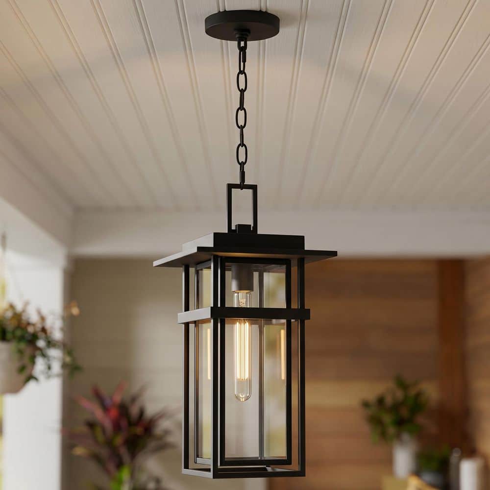 Quoizel Morgan 100-Watt 1-Light Earth Black Outdoor Pendant Light