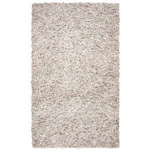 Rio Shag Beige/Ivory 4 ft. x 6 ft. Solid Area Rug