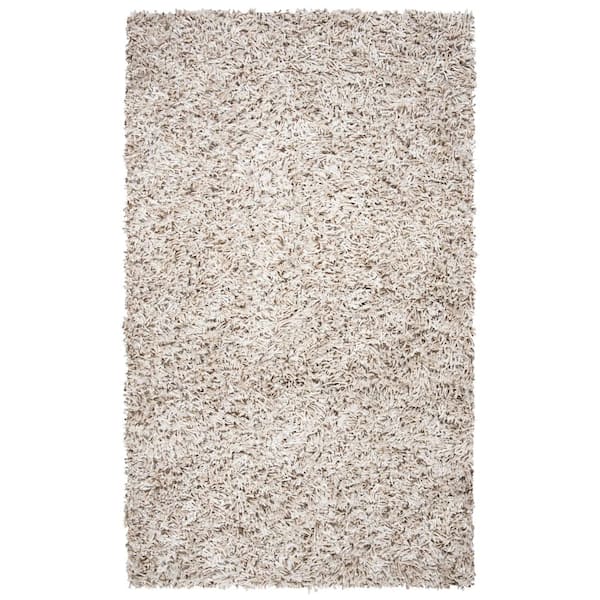 Rio Shag Beige/Ivory 5 ft. x 8 ft. Solid Area Rug
