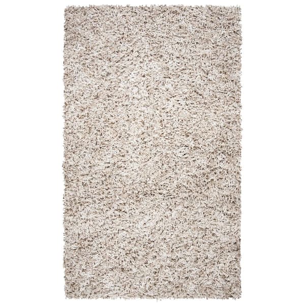 SAFAVIEH Rio Shag Beige/Ivory 6 ft. x 9 ft. Solid Area Rug