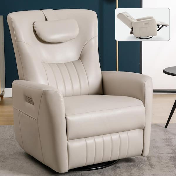 J&E Home Gray Linen Fabric Swivel Barrel Accent Modern Sofa Round Chair with 3-Pillows